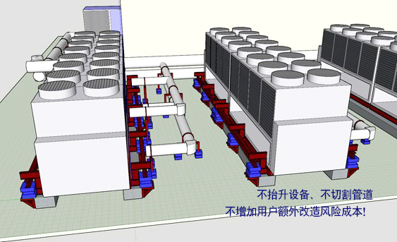 屋頂空調(diào)機組震動噪聲大，不切管道不抬設(shè)備方案這樣做！